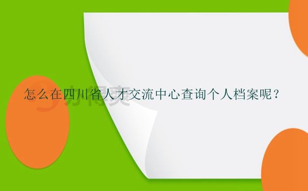 四川省人才交流中心个人档案查询方式是什么？