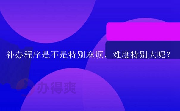 补办程序是不是特别麻烦，难度特别大呢？